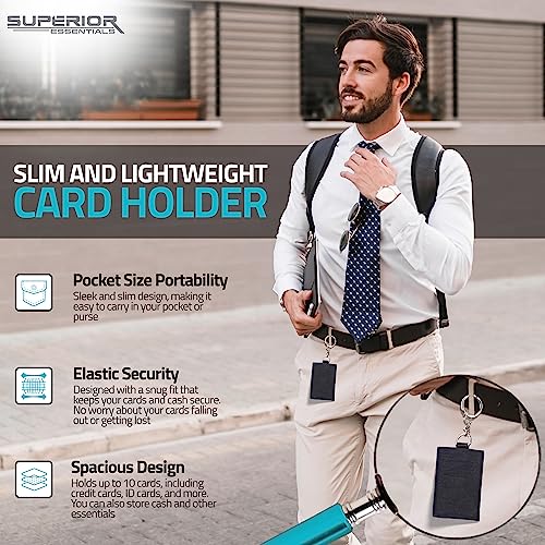 SUPERIOR ESSENTIALS Nylon Thread Wallet - Front Pocket Minimalist Wallet for Men and Women with a Classy D-Ring and Anchor Chain - Classy Slim Wallet Card Holder (Black 1PC)3