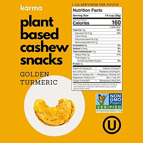 Image of Whole 30 Variety Pack Cashews by Karma Nuts, Whole, Roasted, Vegan, Zero Sugar, Non GMO, Gluten Free, Low Carb, Low Calorie, Everyday Nut Snack, 1.5 Ounce (6 Snack Packs)