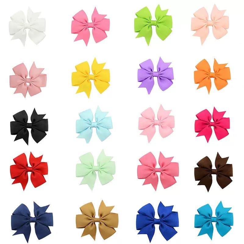40 piezas lazos para cabello bebé con pinzas cocodrilo miniatura 2