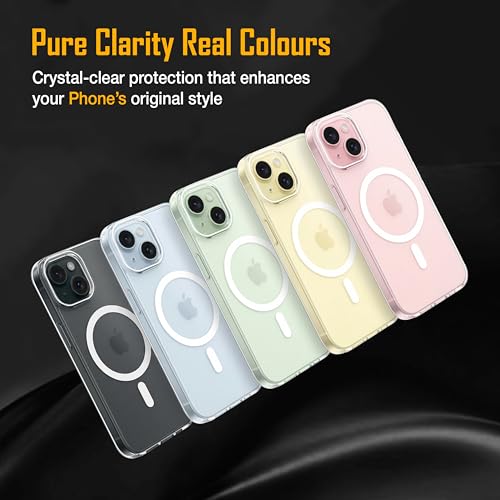 Image of Zapcase Back Case for iPhone 15 | Slim Lifetime Anti-Yellow Crystal-Clear Cover with Elevated Camera Protection & MagSafe Compatibility | Premium German Polycarbonate | Shockproof | Clear