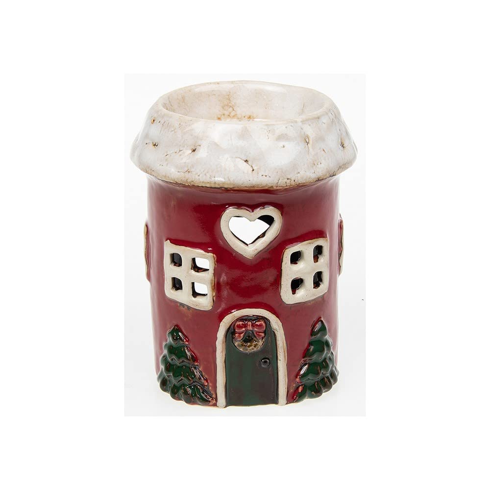 Shudehill Giftware Multicolor Xmas Village Pottery Heart Wax Oil Burner