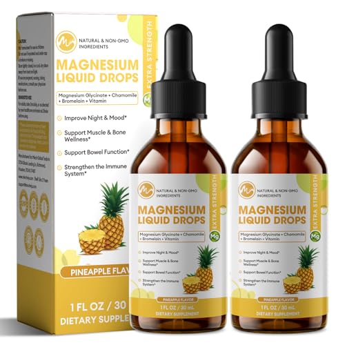 M inch Magnesium Glycinate Liquid, High Absorption Magnesium Liquid Drops with Chamomile, Hawthorn,...