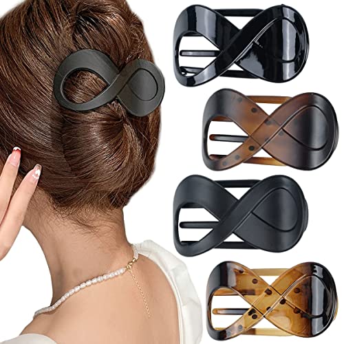 4 PCS Hair Claw Clips Black Hair Clips Large Acrylic Non slip Hair Claw Clip French Matte Hair Clips 4 Colors Hair Accessories for Girls and Women(Bright black