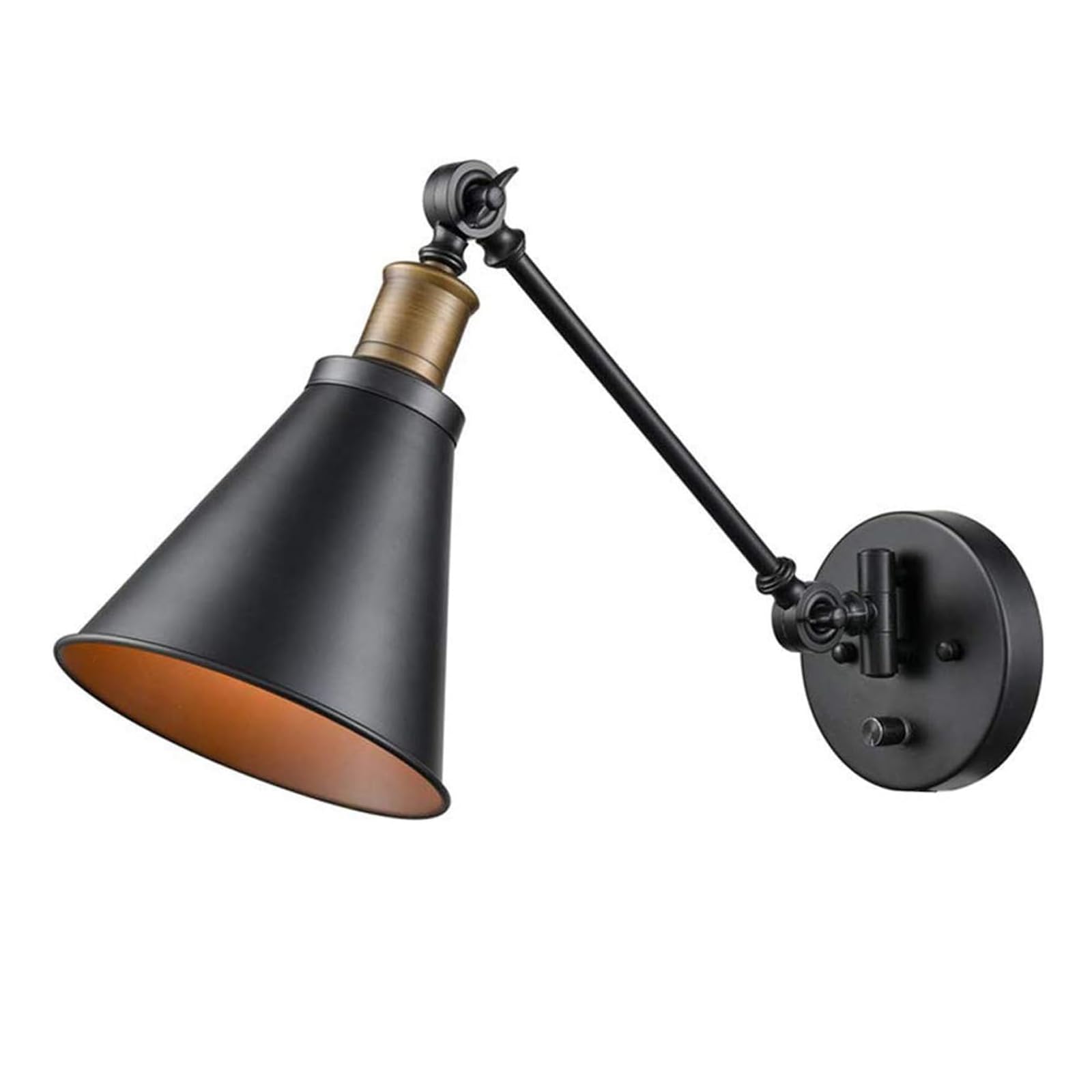 KXEcoLife Industrial Wall Sconce with Swing Arm & Switch, Adjustable Lighting for Bedside Lamp