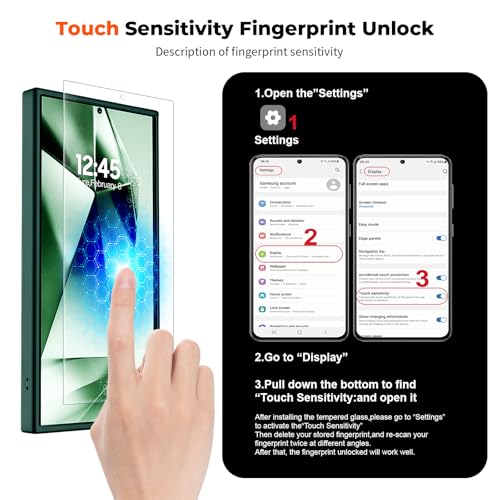 Image of SUPFINE Magnetic for Samsung Galaxy S24 Ultra Case with Screen Protector, (Built-in Magnets) (Military Grade Drop Protection) Slim Translucent Shockproof Phone Case,Forest Green