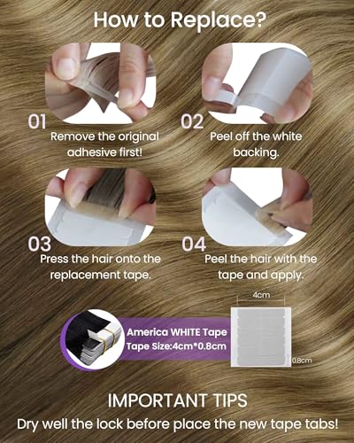 Image of LaaVoo Hair Extensions Tape in Human Hair Balayage Tape Hair Extensions Ombre Chestnut Brown to Light Brown Mix Golden Brown Tape in Extensions Human Hair Seamless 16inch 20pcs 50g