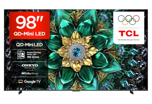 TCL 98Q6C – Smart TV QD‑Mini LED 4K HDR10+ da 98", Google TV | Dolby Vision IQ & Atmos, 144Hz Motion Clarity Pro, Game Master, Onkyo 2.1 Sound, Apple AirPlay 2