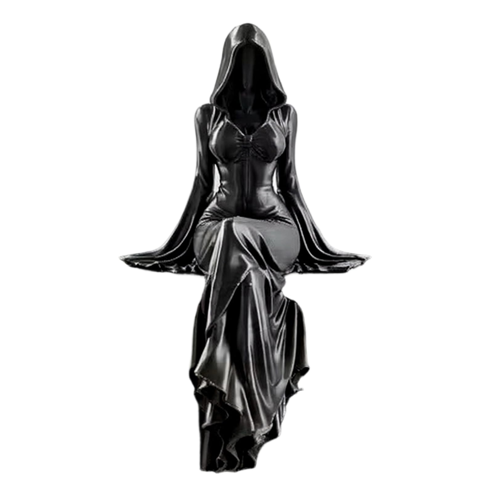 Troxel 3D Printed Reaper Goddess Figurine Ethereal Hooded Figure Sculpture Dark Fantasy Gothic Statue Collectible for Desk Bookshelf Home Display M