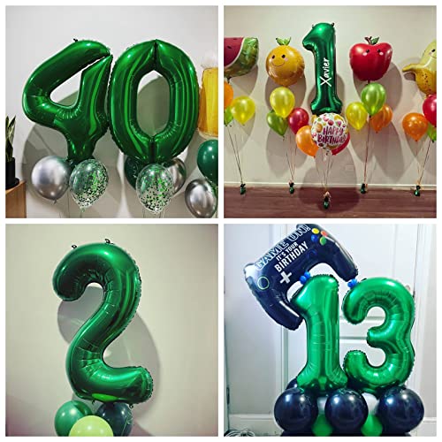 Image of Number 13 Dark Green Balloons 40 Inch Giant Green 13 Numer Foil Helium Balloons for 13th Green Birthday Party Supplies 31st Anniversary Events Decorations