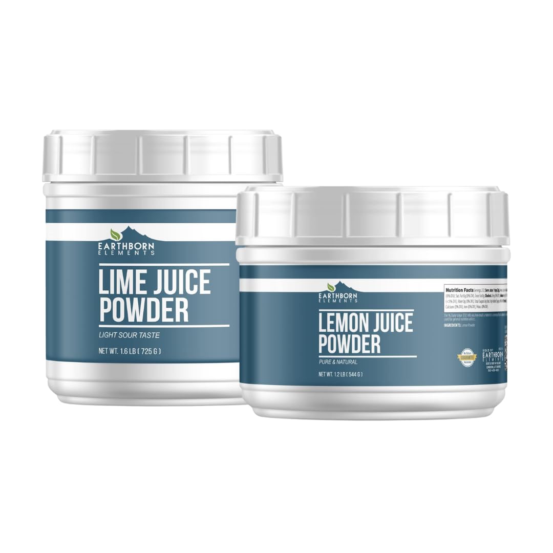 Earthborn Elements Lime Juice Powder & Lemon Juice Powder Bundle, Cooking & Baking, Bulk Sizes, Beverages & More