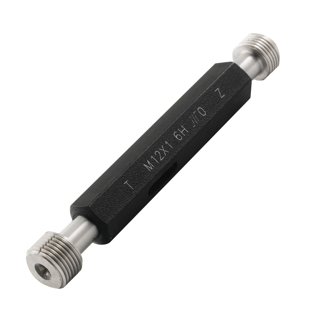 Aexit M12 x Measuring tools 1mm Pitch 6H Steel Go/No Go Thread Gage Gauge Silver Tone Black Model:67as298qo553