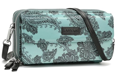 Image of Lanyani RFID Crossbody Wallet Wristlet Purse with Phone Pocket For Women Vegan Leather