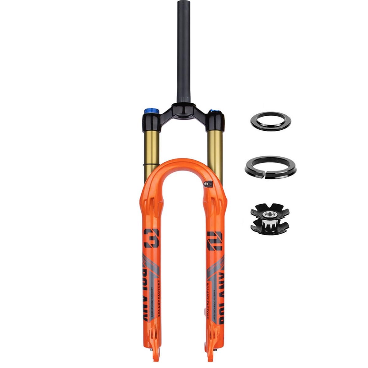 Rower górski widelec amortyzowany pneumatycznie 26/27,5/29" w MTB hamulec tarczowy 100 x 9 mm QR 1-1/8" Widelec z prostą rurą AM ręczna blokada XC rower 2100g (kolor: pomarańczowy, rozmiar 26")