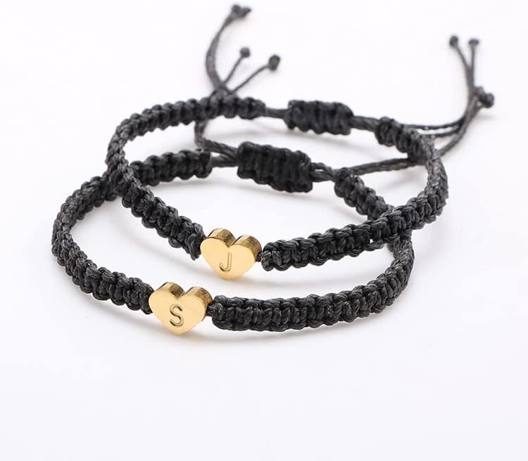 Gold Heart Initial Letters Bracelets for Women Handmade Charms Rope Initial Bracelets Personalized Capital Alphabet Letter Birthday Valentine Mother's Day Jewelry - Image 7