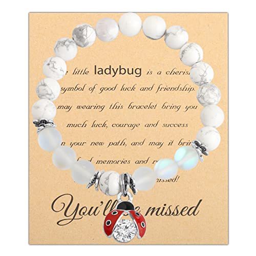 FUSTMW Ladybug Coworker Leaving Gifts Good Luck Bracelet Going Away Gifts for Friend Coworker Farewell Gifts Retirement Gifts