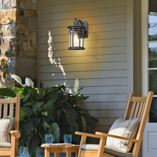 Image of Darkaway Dusk to Dawn Outdoor Porch Wall Light,Outside Wall Mounted Light Seeded Glass Exterior Waterproof Lantern Modern Wall Sconce Lighting for House Front Door Garage
