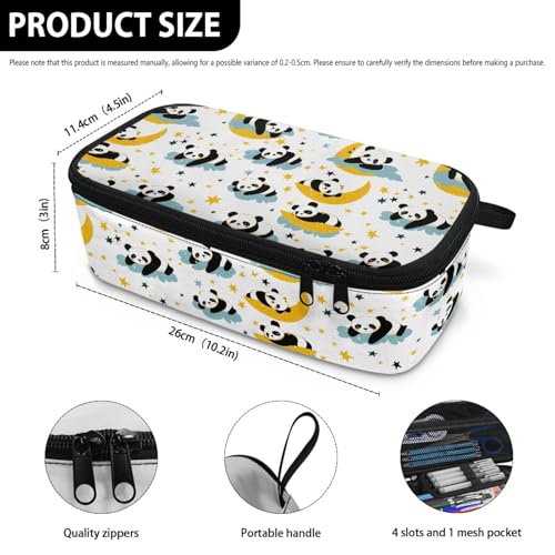 Image of Cute Panda Girls Pencil Case Large Capacity,Moon Star Pencil Organizer for Preschool Kids Pencil Pouch for 1St 2Nd Children Pencil Bag for Boys Adults Men Cion Purse Handbag