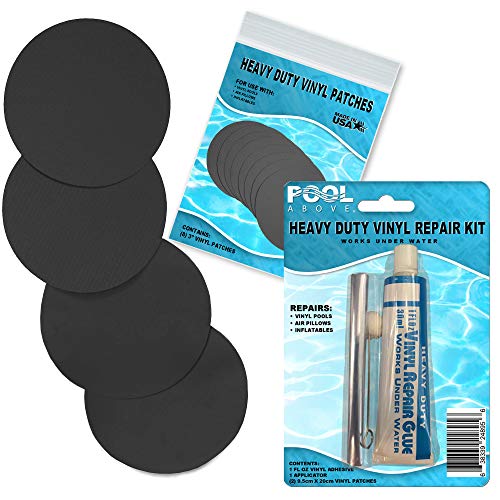 Pool Above Repair Kit for Pillow Rest Raised Airbed | Vinyl glue | Black Patches