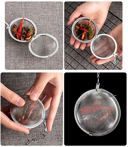 Mayata 3Pcs Stainless Steel Fine Mesh Seasoning Ball Kitchen Soup Spice Stew Filter Kitchen Tool Metal Tea Bag Tea Ball (3Pcs Round Shape) #TOP1