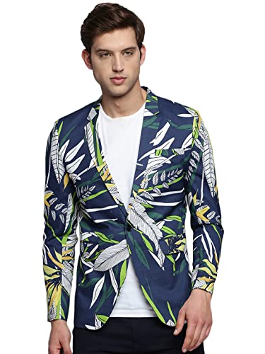 Image of SHOWOFFFF Men Printed Single Breasted Party Blazer | Notched Lapel Full Sleeves Cotton Blazer's for Mens | Slim Fit Regular Length Blazers for Men's