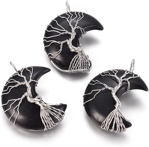 Beadthoven - Dijes de cristal curativo de piedras preciosas naturales envueltas en alambre para hacer collares, joyas, Metal