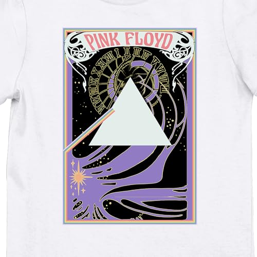 Pink Floyd Triangle with Clock and Rainbow Girl's Pink Crew Neck Short Sleeve Tee2