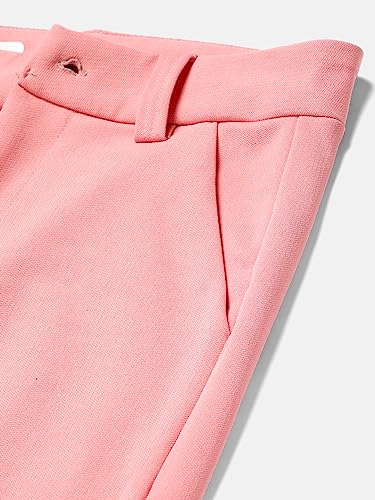 Image of KOTTY Women's High Rise Cotton Blend Relaxed Fit Trousers Baby Pink