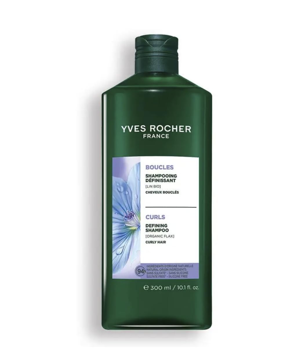 Yves Rocher Curls Shampoo Conditioner with Organic Flax Extract Sulfate-Free Defines and Nourishes Curly Hair - 300 ml./10.1 fl.oz. 200 ml./6.7 fl.oz. Set of 2 Bottles
