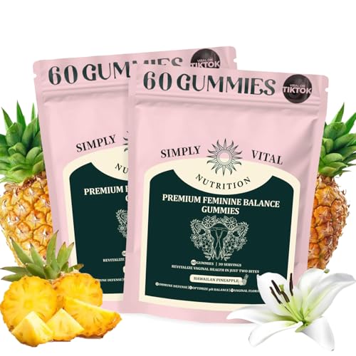2Pack Feminine Balance Gummies Premium Balance Supplement for Women PH Health Immune Support Vegan Gluten-Free - Hawaiian Pineapple - 120 Gummies - 60 Servings