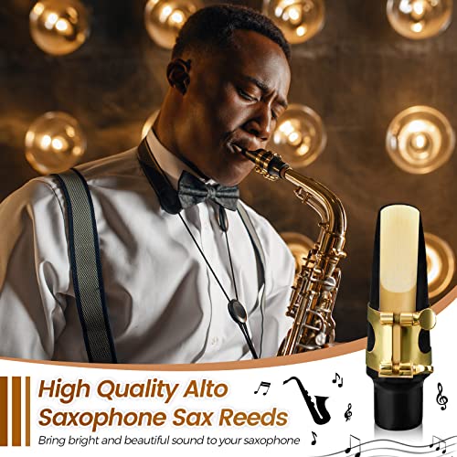 Nuenen 100 Pieces Alto Saxophone Reeds Size 2.5 Saxophone Reed Strength 2.5 Alto Sax Reeds For Alto Saxophone With Individual Protective Cover For Beginners Educators Students Instrument Accessories #TOP3