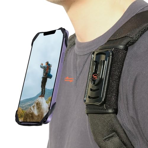 HEZEN Handyhalter Rucksack, Rucksack-Klemmhalter für Handy, Rucksackgurt-Clip für Handy mit abnehmbarer Passform, Wandern/Klettern/Outdoor