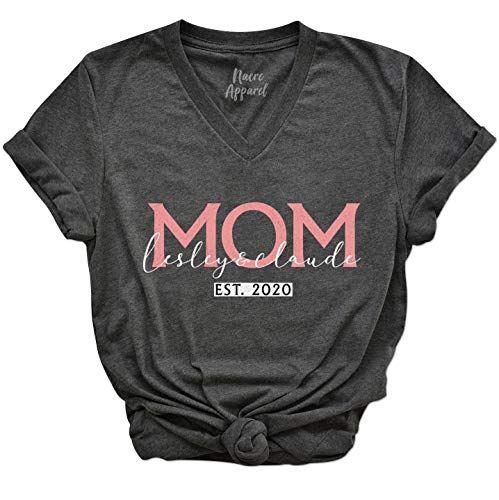 Mom Shirts with Kids Names Personalized Mommy Birthday Tees Mothers Day Outfits