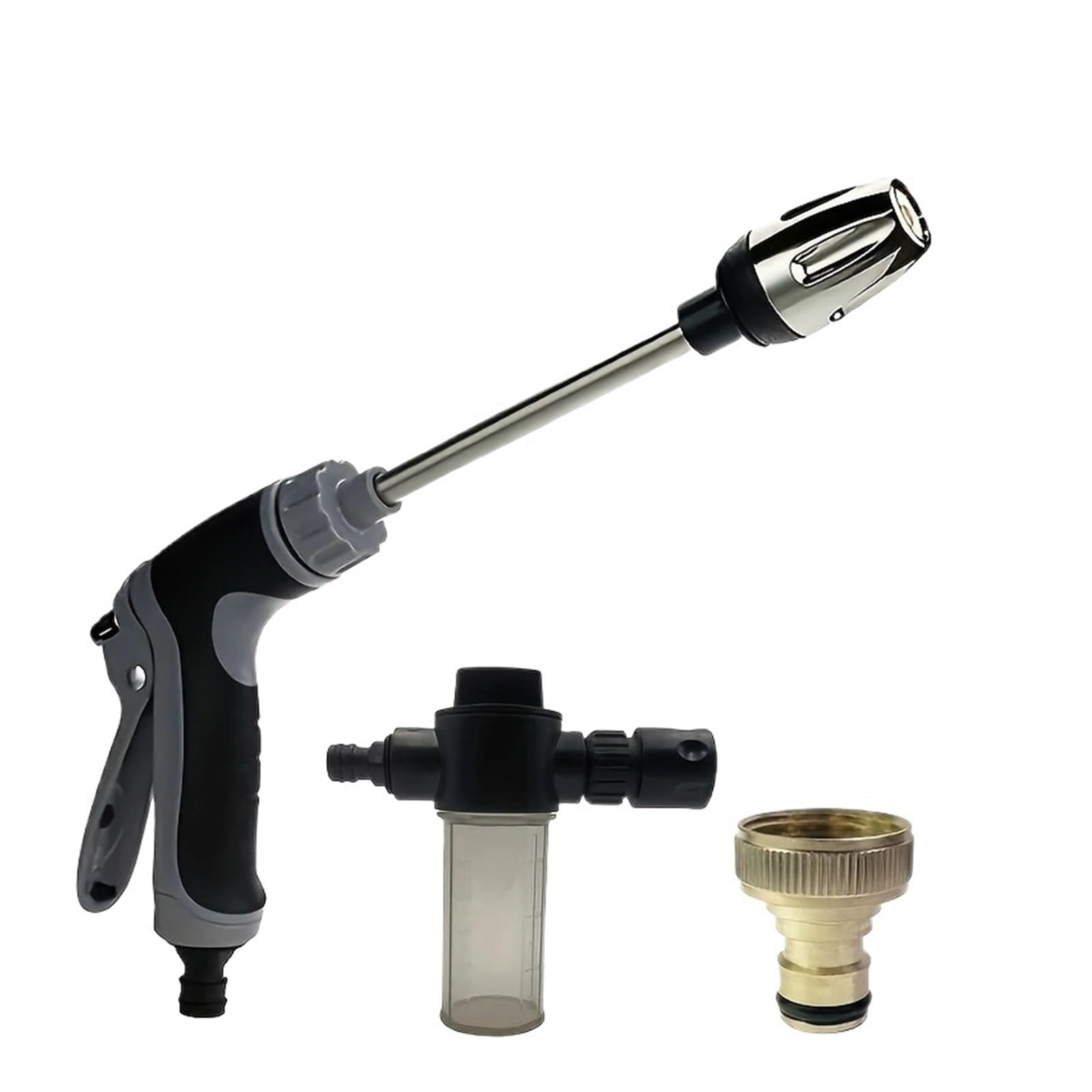 Pistola a spruzzo per tubo flessibile con ugello, Ugello portatile for schiuma d'acqua da giardino ad alta pressione, 360 marciume, for auto/casa/giardino - 1/set(Water Set)