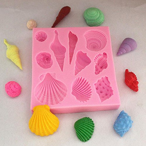 RFGHAC Lot de 4 moules en silicone en forme de coquillages pour décoration de gâteaux, pâte à sucre, pâte à chocolat