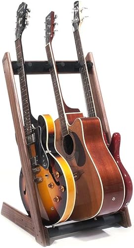 Ruach GR-3 - Soporte y soporte para guitarras y estuches, personalizable de 3 vías, color nogal