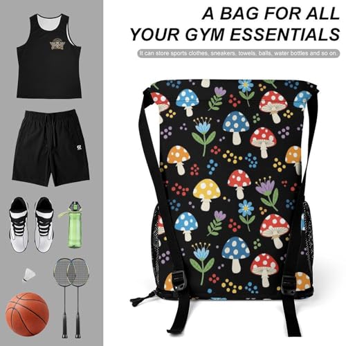 Drawstring Backpack Bag, Mushroom Breathable Portable Outdoor Sports Sports Gym Bags, Adults Cute Large Capacity String Backpacks3