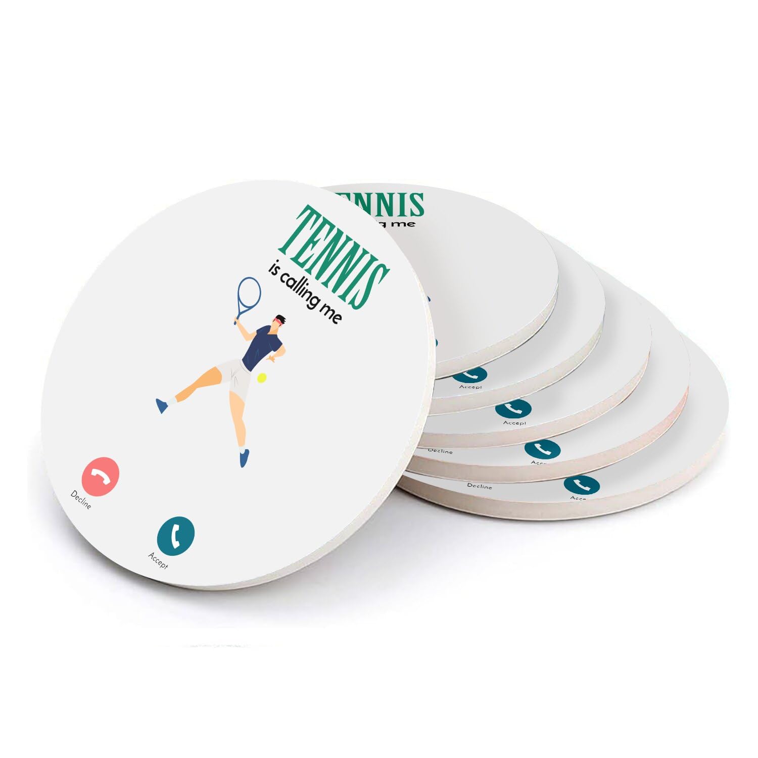 Sous-verre céramique tennis lot de 6 dessous de verre absorbants 108mm