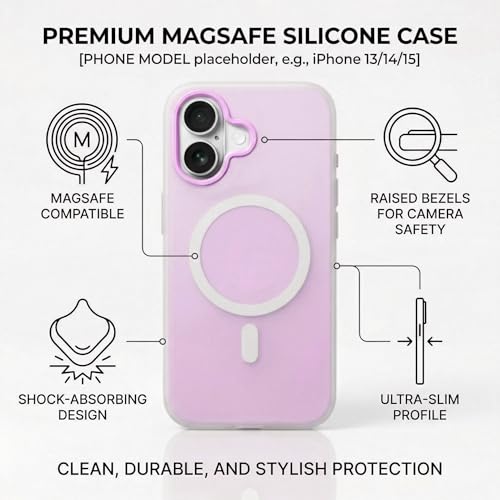 Image of amazon basics Luxury MagSafe Compatible Magnetic Case for iPhone 17 | Soft Touch Matte Pastel Finish | Shockproof Back Cover with Camera Protection (Purple)