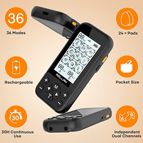 36 Modes Ems Tens Unit, Mollan Dual Channel Muscle Stimulator With 12X2 Electrode Pads, Electronic Pulse Massager For Pain Relief Muscle Strength Shoulder, Back, Leg, Foot, Chronic And Arthritis… #TOP3