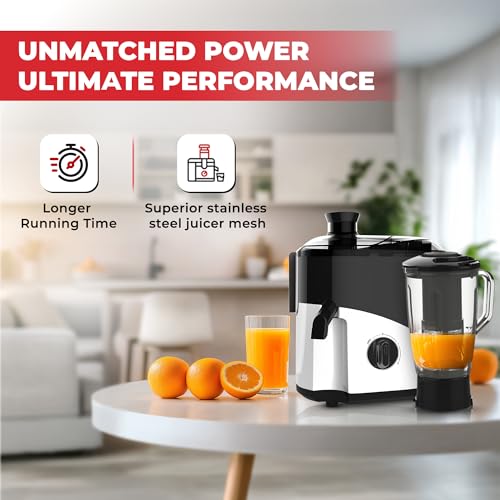 Image of Maharaja Whiteline Odacio Pro Juicer Mixer Grinder With 3 Versatile Jars || 500 Watt || Food Grade Safe || 2 Year Warranty || Black and White