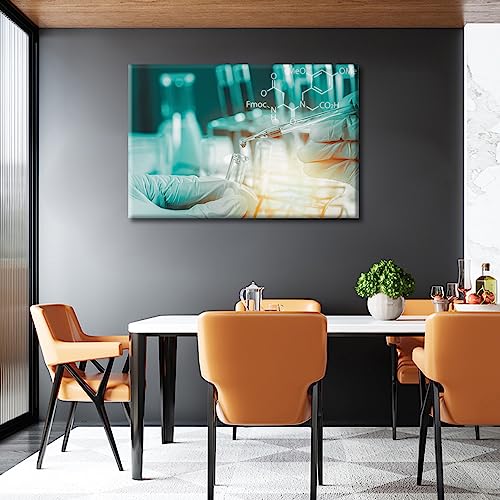 Image of Clinical Laboratory Artwork Canvas Wall Art Scientist Hand Holding Test Tubes Laboratory Research Painting Bedroom Living Room 1 Pieces Wall Decor for Living Room Framed Ready to Hang , 24 inchWx36 inchH