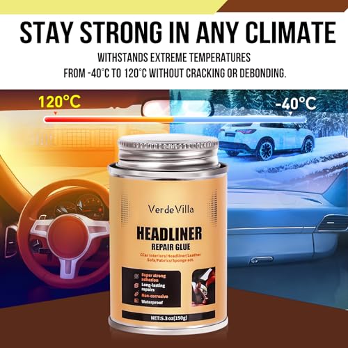 Headliner Repair Glue, Car Headliner Adhesive with Brush, Car Roof Liner Fabric Adhesive, Upholstery Glue for Cars,Headliner Repair Kit, Suitable for Automotive interiors, Fabric, Leather