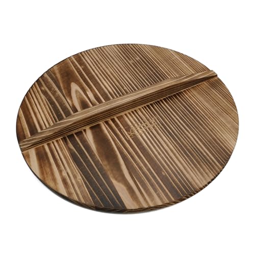 12.5 Inch Natural Wooden Wok Lid - Wooden Lid Fits for woks and pans with an inner diameter! from 12.48to12.87