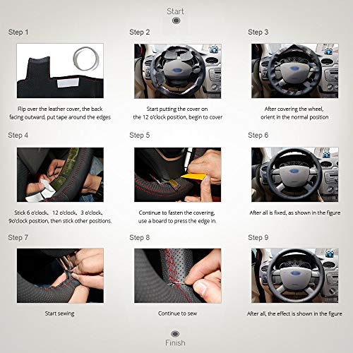 HCDSWSN Coprivolante per Automobile in Pelle Nera