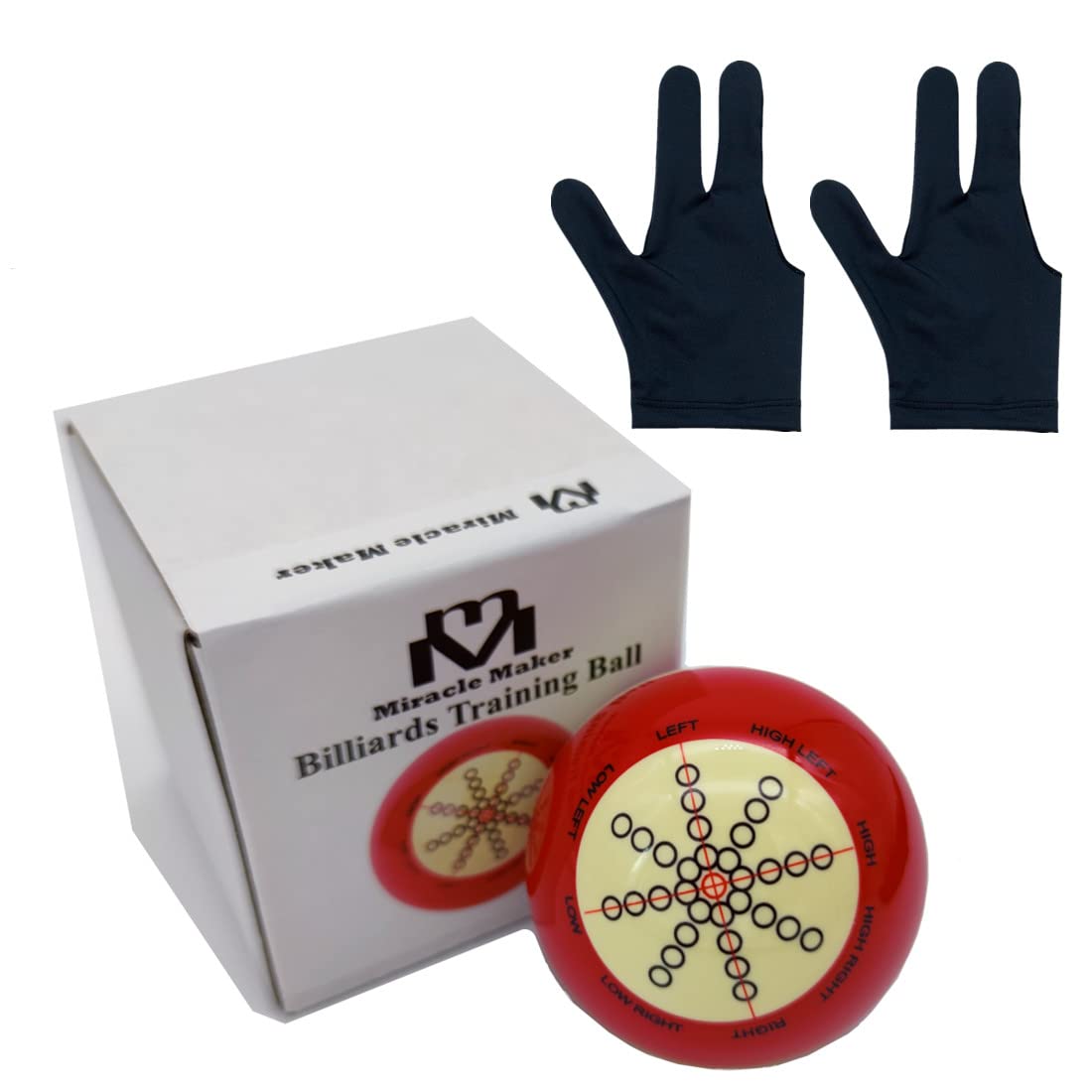 Miracle MakerBilliards Cue Ball Practice Training Artifact, Used in American Billiards Eight Balls, 2 Billiard Gloves