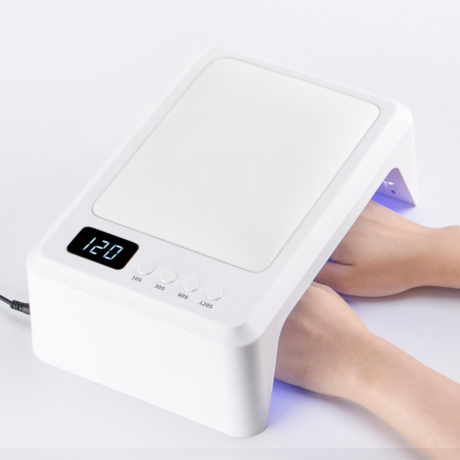 60W Nagellampe, Nageltrockner, mit Abnehmbarem Sockel Weit öffnendes Design PU Handauflage Intelligente Sensortechnologie 108 Wärmeableitungslöcher Händen für Maniküre mit Zwei Händen