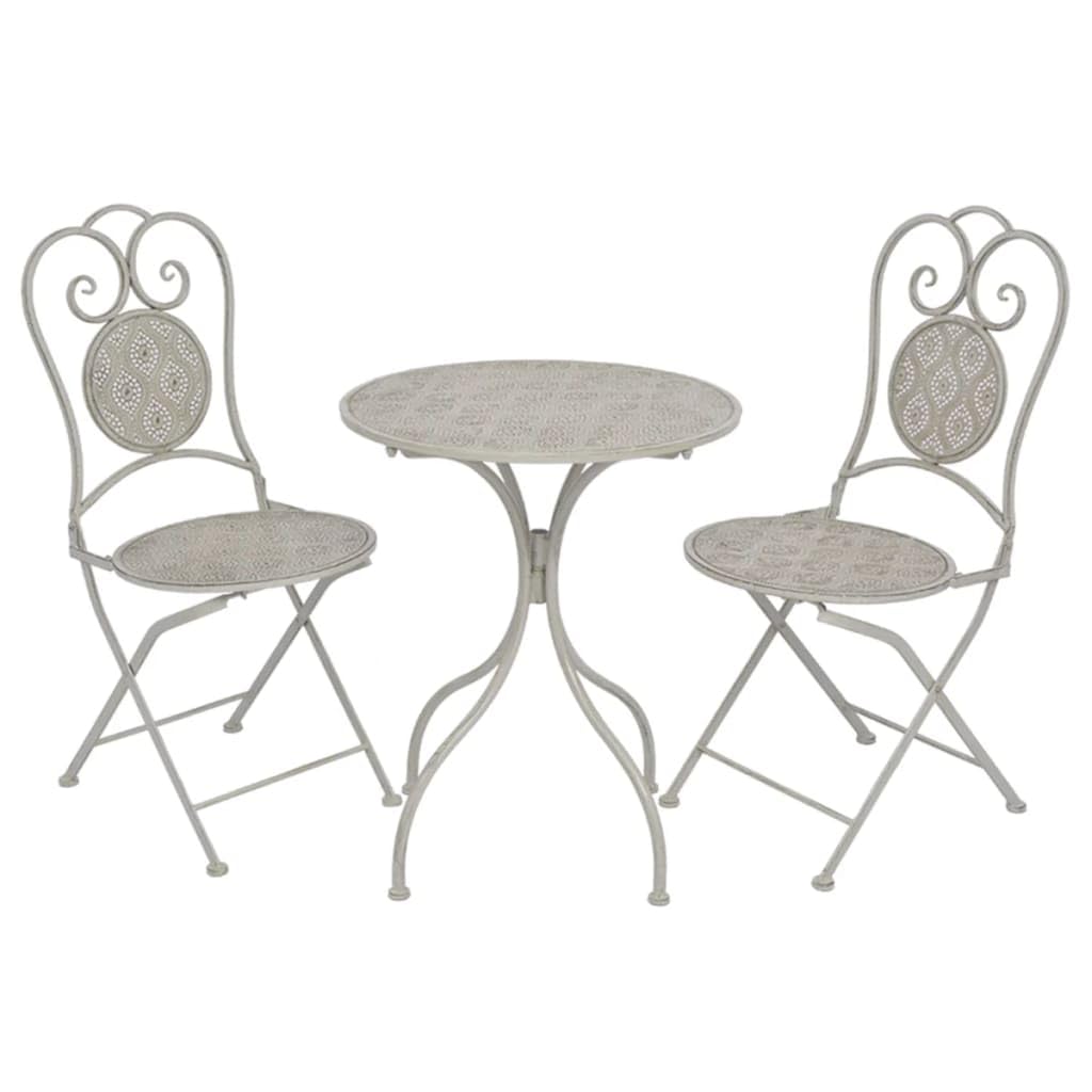 Home Garden, set da 3 pezzi da bistrot grigio acciaio