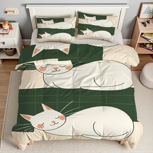 Housse de couette zippée 160x200 finie la corvée du lit avec le modèle chaton
