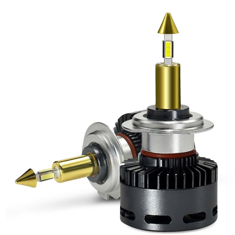 JEYEFFE 360 GOLD Lampadine LED Auto 30000 Lumen 55W 6000K — Faro LED 360° con Ventola, Plug&Play IP68, Monoled, Sostituzione 1:1 per Lampade Alogene, Per Fari Lenticolari, Alta Luminosità (H7)