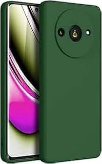 (Redmi A3 A3X) Shockproof Liquid Silicone Back Case Cover with Fur Lined Interior and Full Camera Cover Compatible with Redmi A3 A3X (Dark Green)